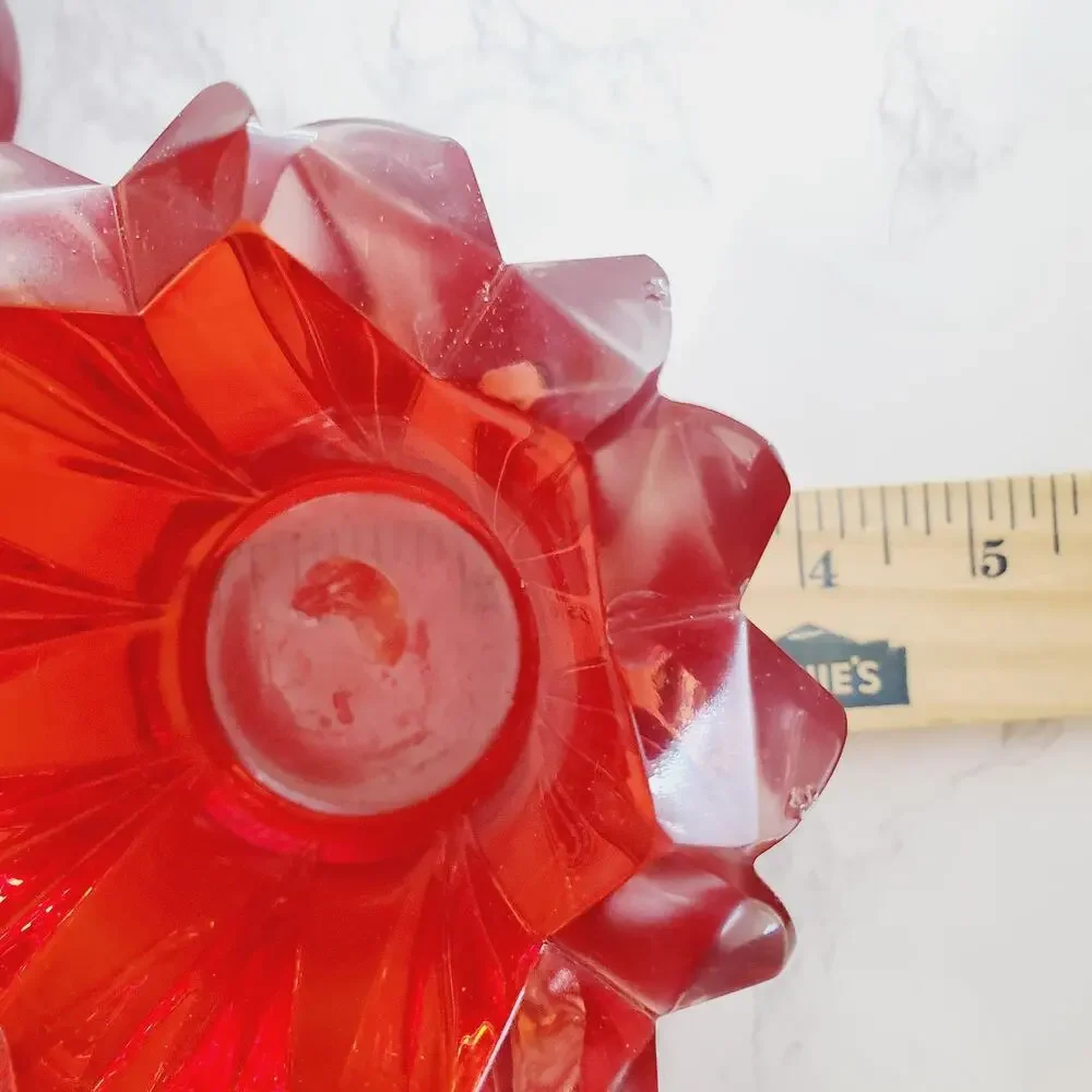 Vintage Bohemia Crystal Candle Holder X3 Made Czech Republic Adult's Red SEE PIC